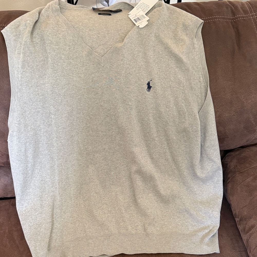 Ralph Lauren Light Gray V-Neck Sweater Vest
